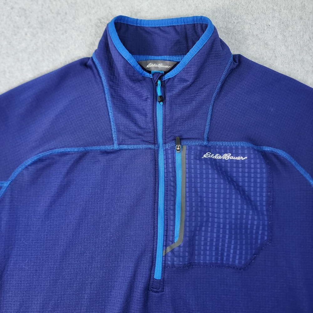 Eddie Bauer First Ascent Top Mens Large Blue Longsleeve Free Heat Thumb Holes